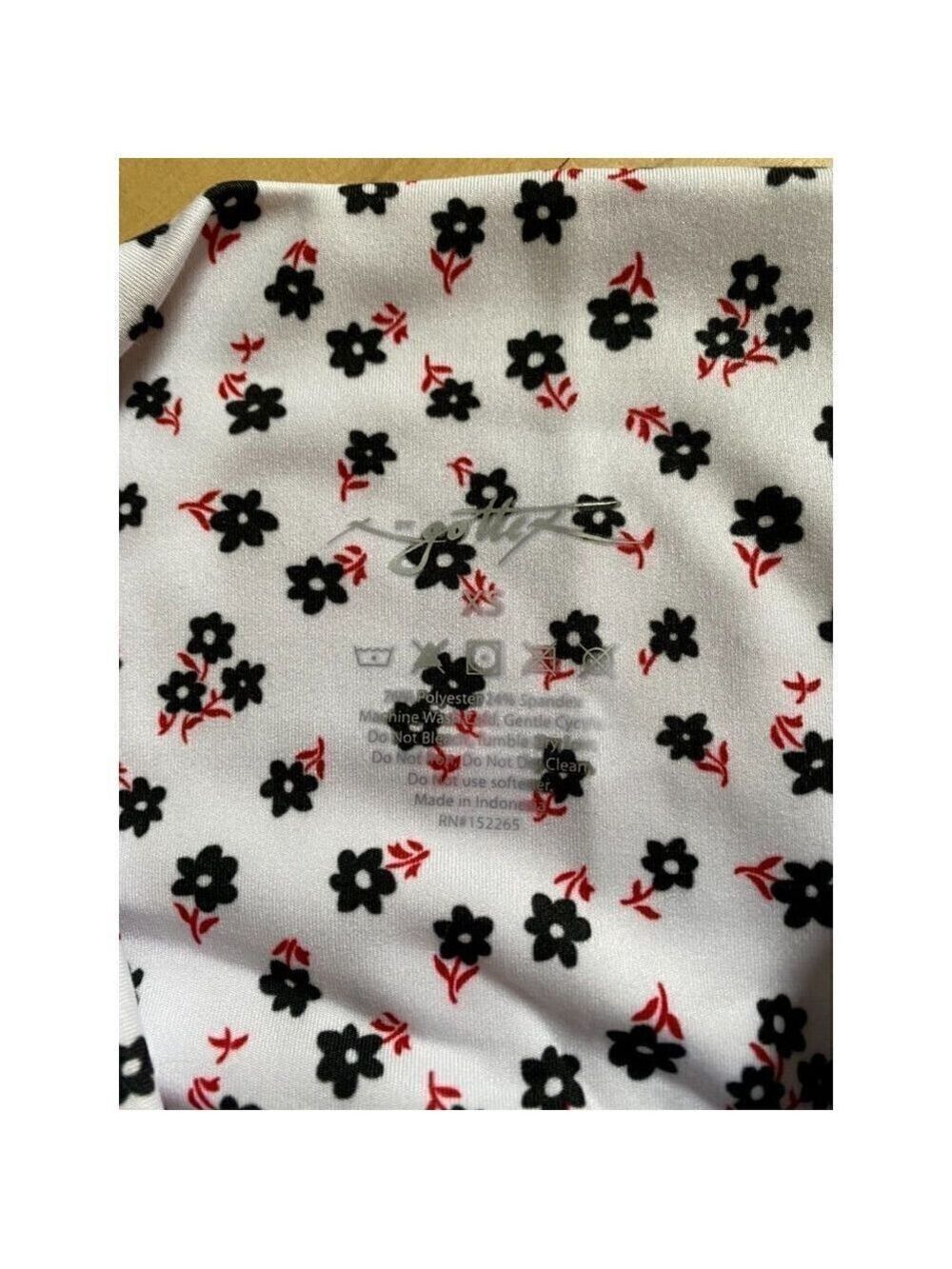 X by Gottex BNWOT "Rachel" ankle tights NEW pull on "Polka flower" - Picture 4 of 6